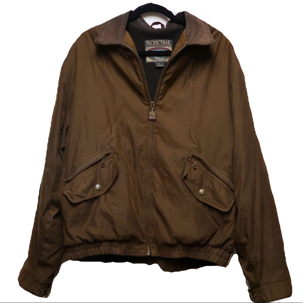 Pacific Trail Mens London Fog Brown Bomber Jacket Sz Large